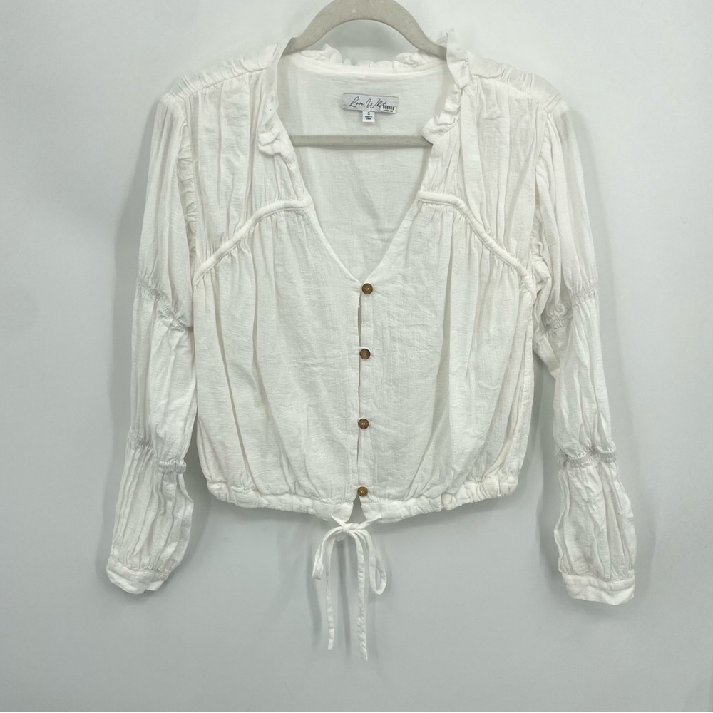 Love, Whit by Whitney Porter white Peasant Top Sz S